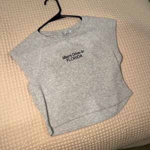 Zara Light Gray Crop Top with Miami Print